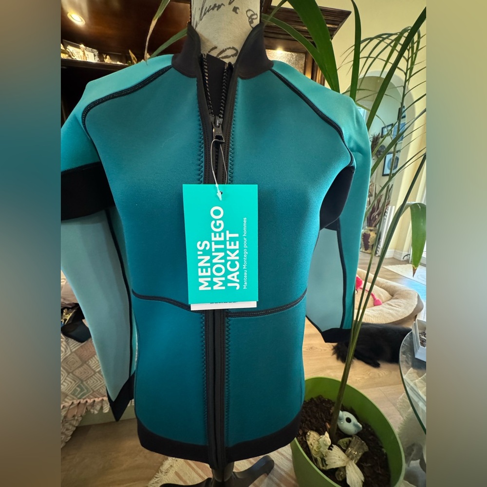 Wetsuit Men's Montego Jacket in Teal and Black wetsuit small can fit women nwt